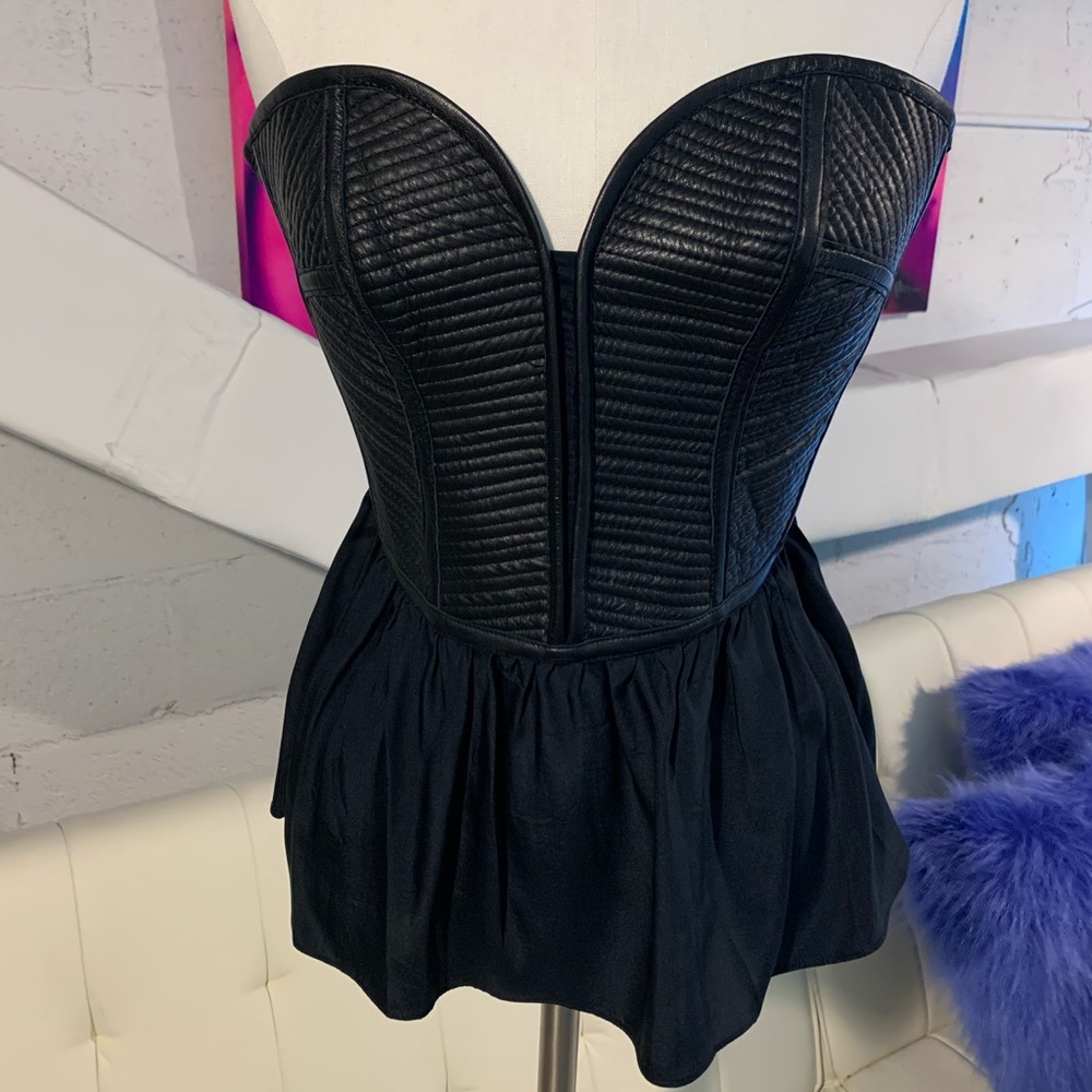Parker Leather bustier peplum strapless